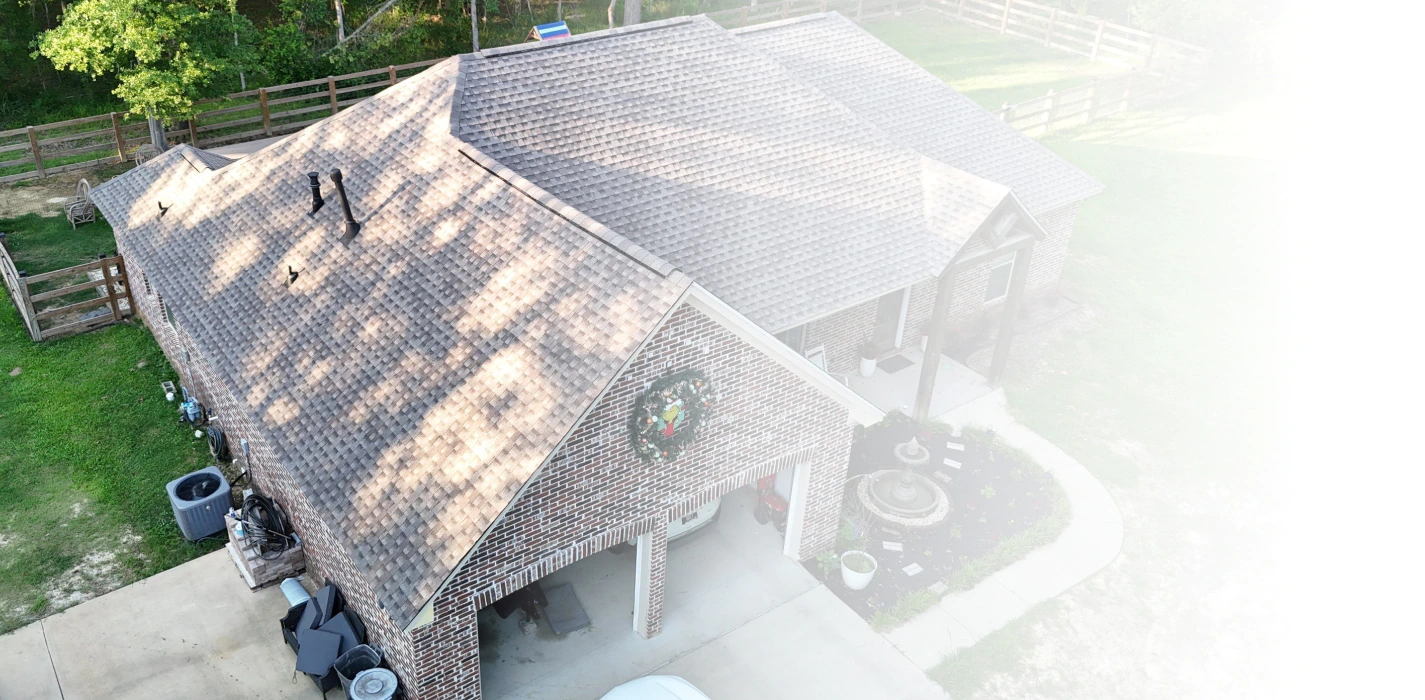aerial view of a newly installed roof